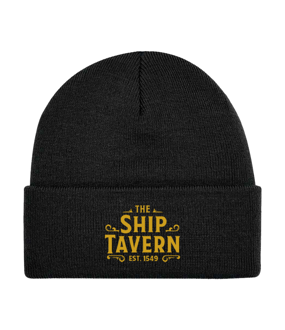 The Ship Tavern London Est. 1549 Embroidered Beanie - Black