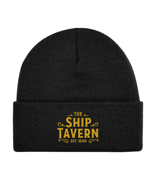 The Ship Tavern London Est. 1549 Embroidered Beanie - Black